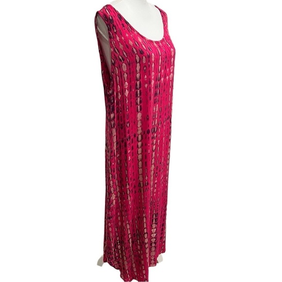 Soft Surroundings Tie Dye Flowy Dress Sz 3X 100% Rayon Asymmetrical Cinched Back - Picture 4 of 13